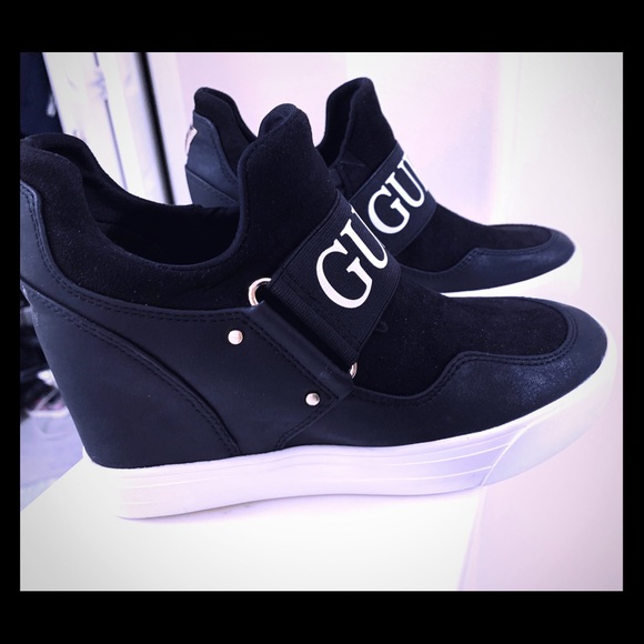 guess wedge sneakers black